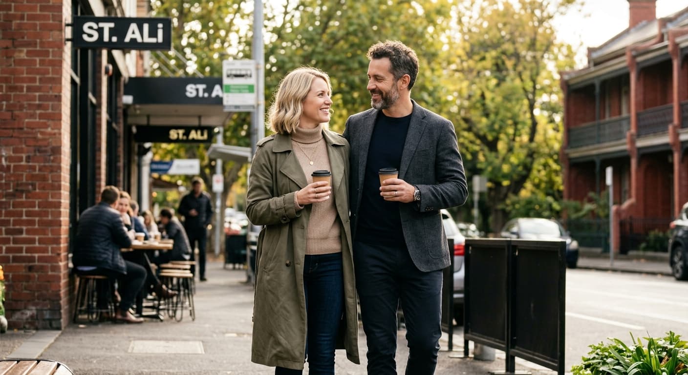 David and Leanne Kowalski with laptop in Melbourne